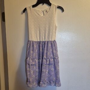 Knitworks White and Purple Sleeveless Sundress Casual